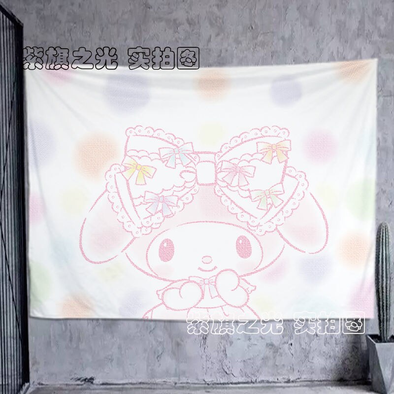 Ins Kawaii Sanrio My Melody Series Background Cloth Cute Cartoon Tapestry Dormitory Bedside Girl s Decoration 1 - My Melody Plush