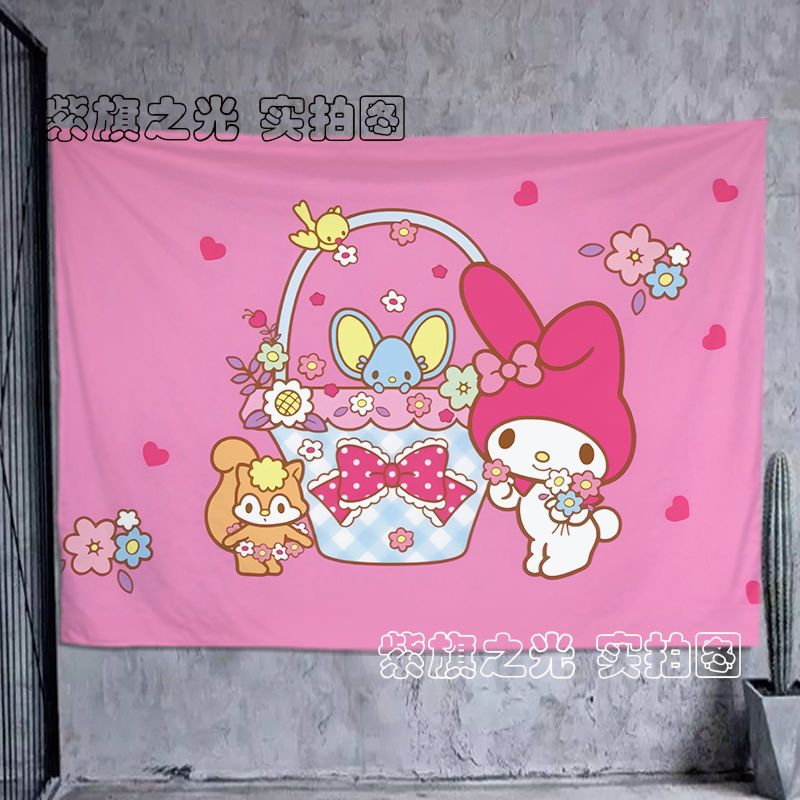Ins Kawaii Sanrio My Melody Series Background Cloth Cute Cartoon Tapestry Dormitory Bedside Girl s Decoration 2 - My Melody Plush