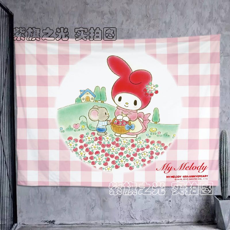 Ins Kawaii Sanrio My Melody Series Background Cloth Cute Cartoon Tapestry Dormitory Bedside Girl s Decoration 3 - My Melody Plush