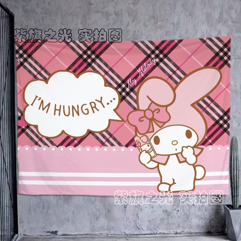 Ins Kawaii Sanrio My Melody Series Background Cloth Cute Cartoon Tapestry Dormitory Bedside Girl s Decoration 4 - My Melody Plush