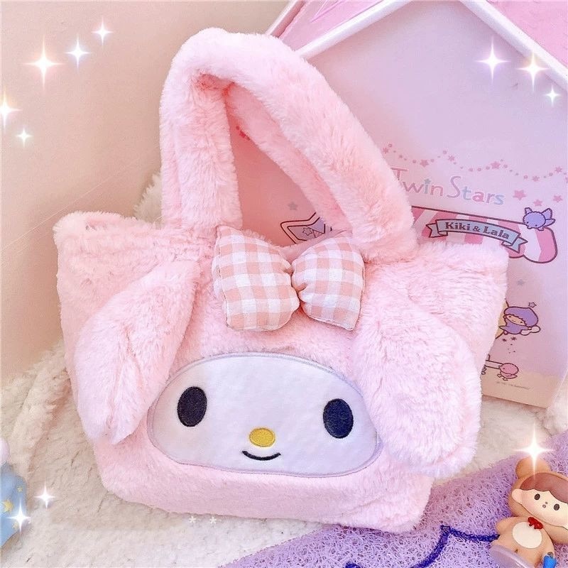 Kawaii Sanrio Bag Hello Kitty Plush Bag My Melody Anime Plushie Makeup Handbags Cinnamoroll Tote Bag 2 - My Melody Plush