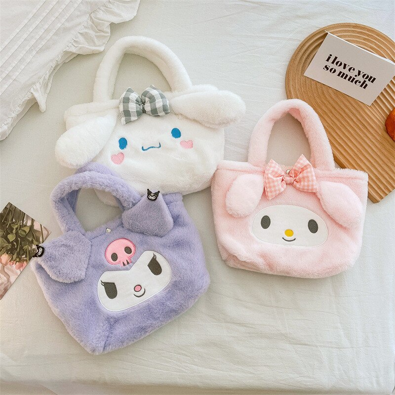 Kawaii Sanrio Bag Hello Kitty Plush Bag My Melody Anime Plushie Makeup Handbags Cinnamoroll Tote Bag 3 - My Melody Plush
