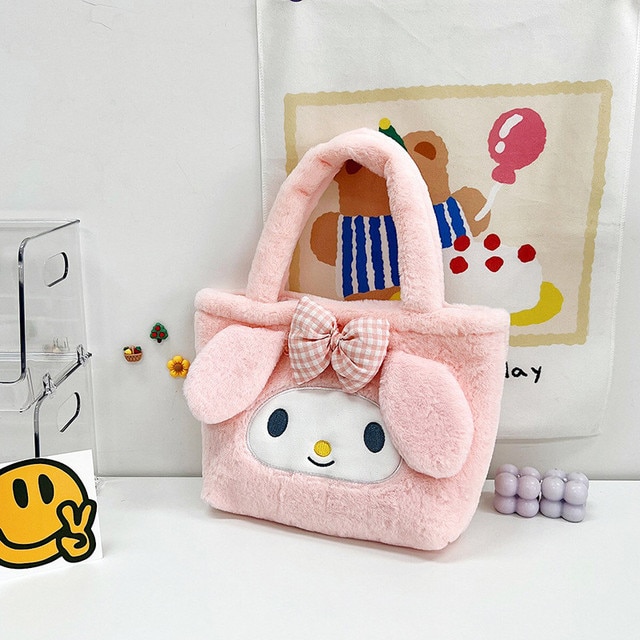 Kawaii Sanrio Bag Hello Kitty Plush Bag My Melody Anime Plushie Makeup Handbags Cinnamoroll Tote Bag 3.jpg 640x640 3 - My Melody Plush
