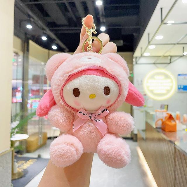 Sanrio My Melody Cinnamoroll Plush Keychain Anime Kawaii Hello Kitty Plush Doll Soft Plushies Keychain - My Melody Plush