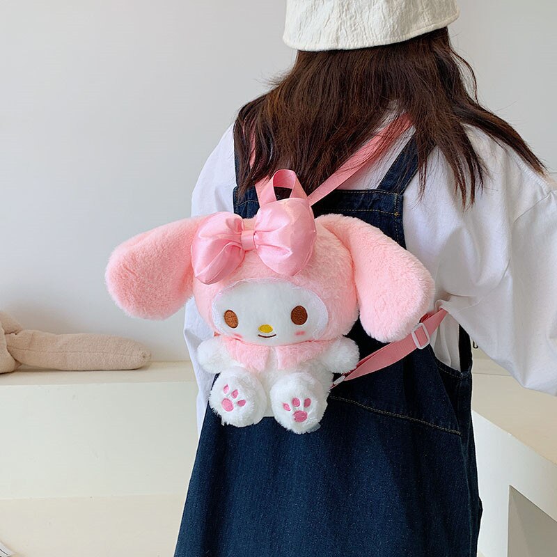 Sanrio My Melody Plush Backpack Kawaii Stuffed Animals Dolls Toys Plushie Bag Anime Cartoon Shoulder Backpacks 3 - My Melody Plush