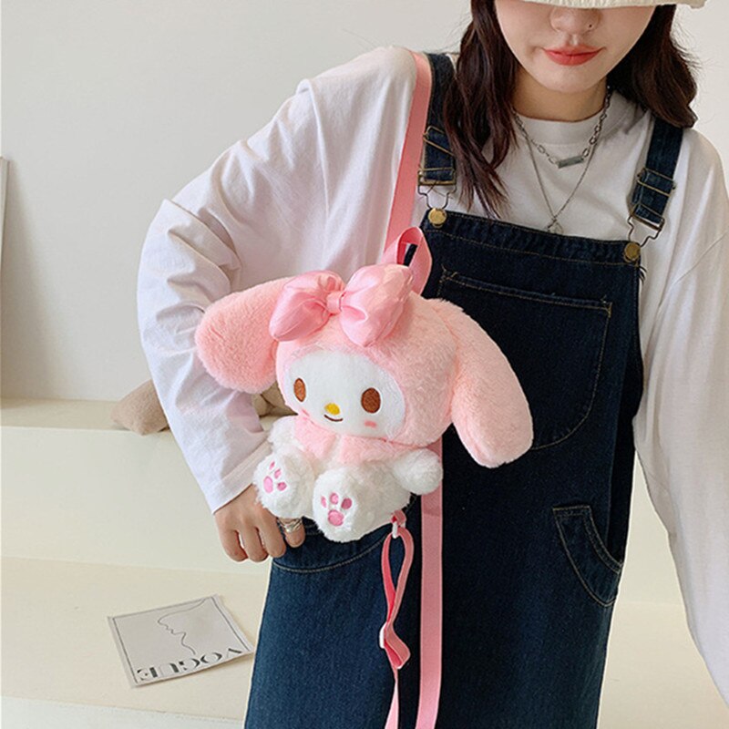 Sanrio My Melody Plush Backpack Kawaii Stuffed Animals Toys Anime Plushie Bag Cartoon Shoulder Bags Cute 1 - My Melody Plush