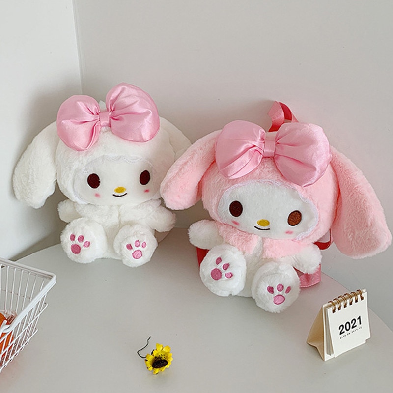 Sanrio My Melody Plush Backpack Kawaii Stuffed Animals Toys Anime Plushie Bag Cartoon Shoulder Bags Cute - My Melody Plush