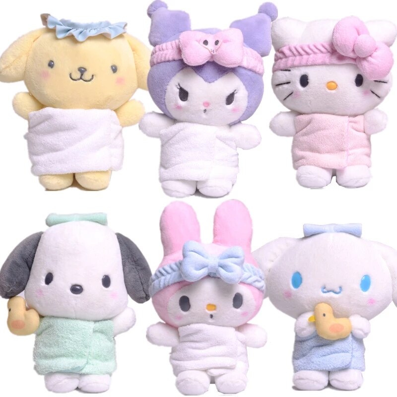 Sanrio Plush Keychain Hello Kity Kawaii Fluffy Stuffed Cinnamoroll Kuromi My Melody Plushies Doll Bag Ornament 2 - My Melody Plush