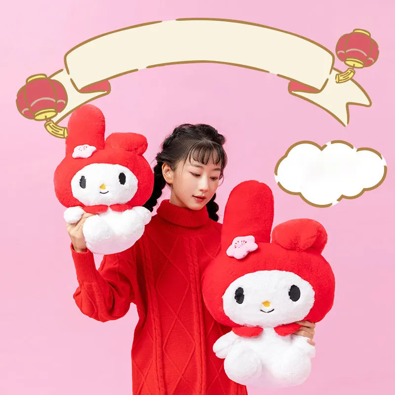 28 40CM Sanrioed Red Sitting Posture My Melody Stuffed Animals Plushie Doll Anime Cartoon Cute Soft 1 - My Melody Plush