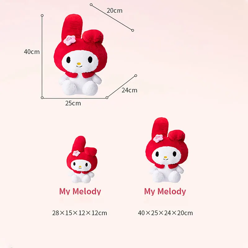 28 40CM Sanrioed Red Sitting Posture My Melody Stuffed Animals Plushie Doll Anime Cartoon Cute Soft 5 - My Melody Plush