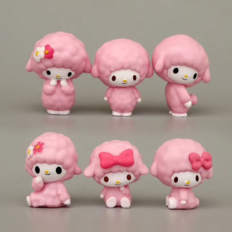 6pcs Sanrio Figures Toys Kawaii Anime Melody Doll Cos Sheep Decorative Ornament Children Christmas Gift - My Melody Plush