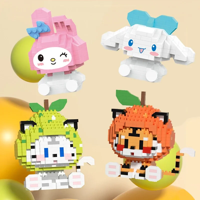 Anime Hello Kittys My Melodys Cinnamorolls Pompompurins Kuromis Kartoon Figure Building Blocks Children s Bricks Toys - My Melody Plush