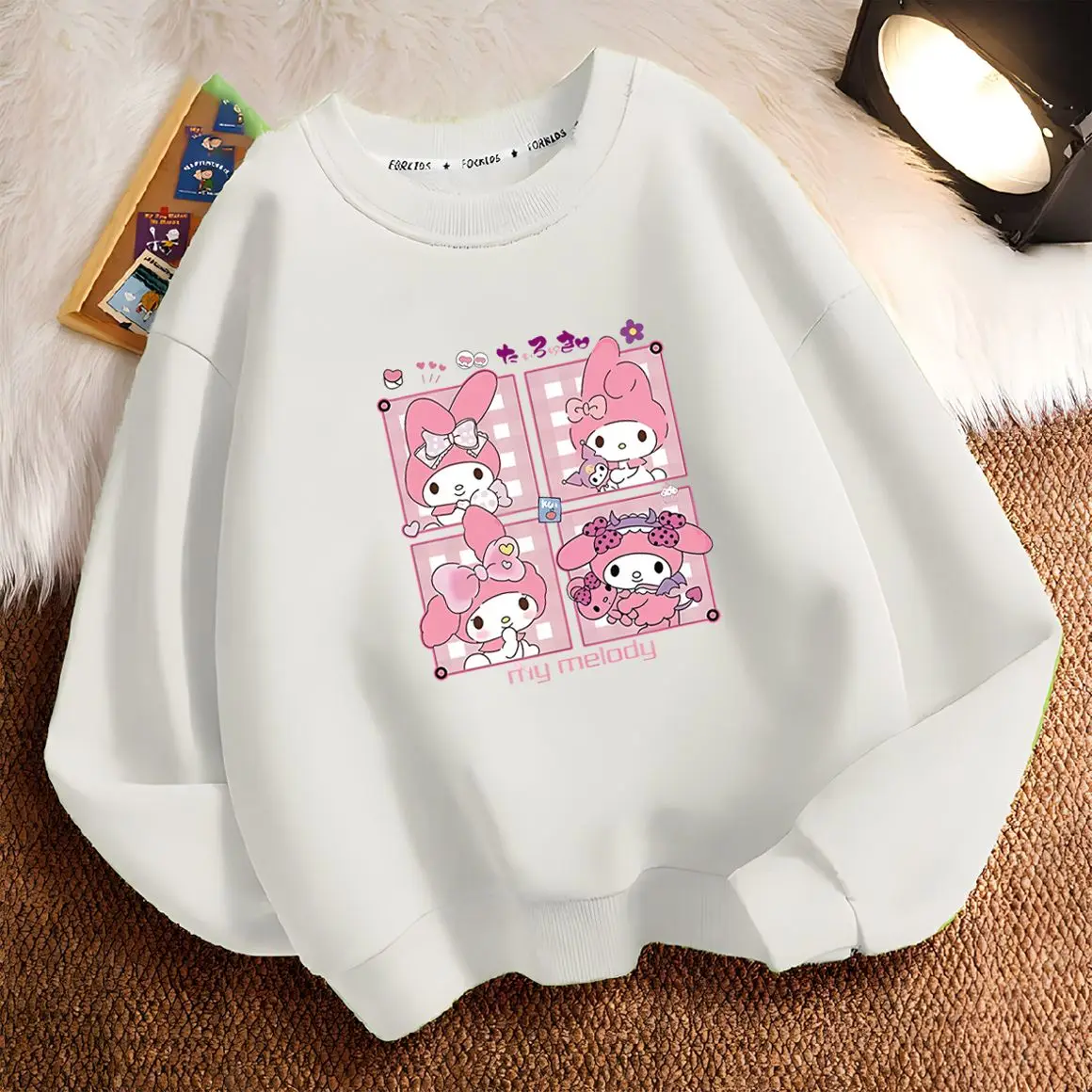 Cinnamoroll My Melody Sanrio Kawaii Anime Children Clothing Cute Cartoon Kuromi Round Neck Hoodie Long Sleeve 6 - My Melody Plush