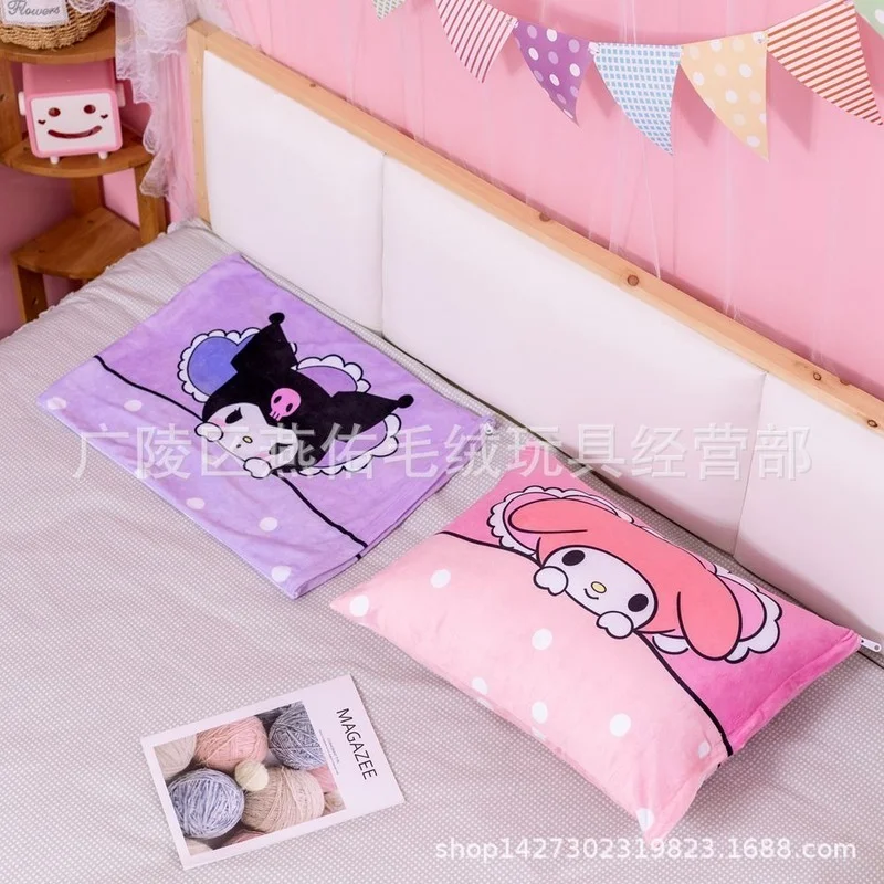 Kawaii Cartoon Pattern Print Pillowcase Sanrioed My Melody Kuromi Cinnamoroll Purin Dog Cute Anime Student Dormitory 1 - My Melody Plush