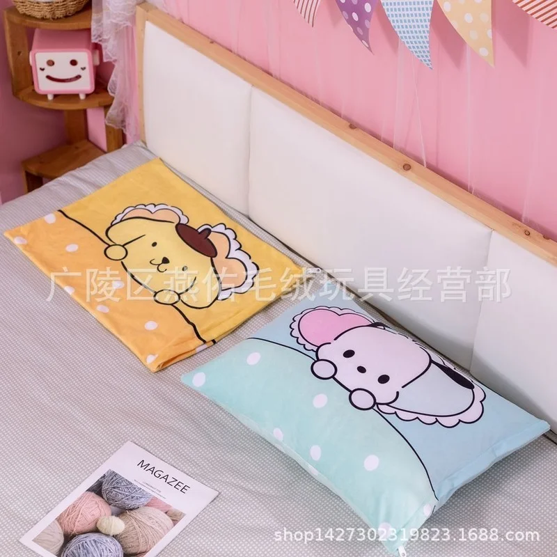 Kawaii Cartoon Pattern Print Pillowcase Sanrioed My Melody Kuromi Cinnamoroll Purin Dog Cute Anime Student Dormitory 2 - My Melody Plush