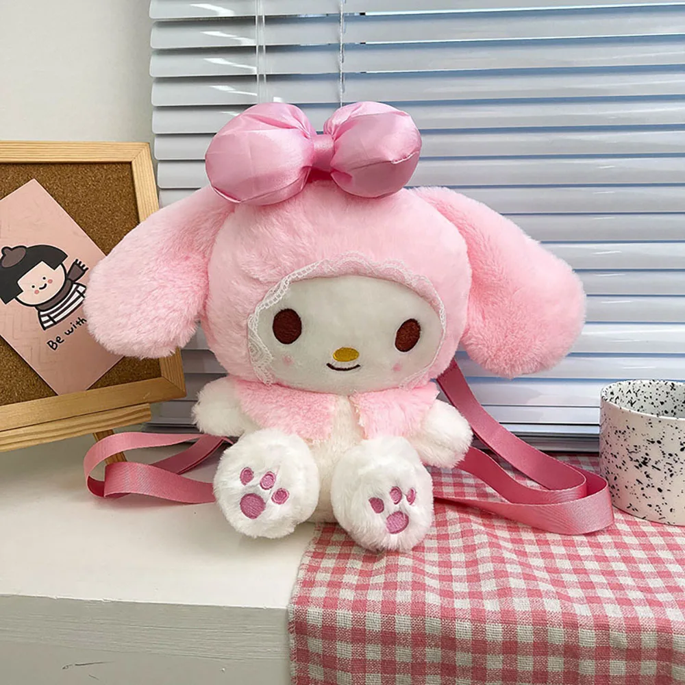 Kawaii Sanrio My Melody Plush Backpack Stuffed Animals Dolls Toys Plushie Bag Anime Cartoon Shoulder Backpacks 2 - My Melody Plush