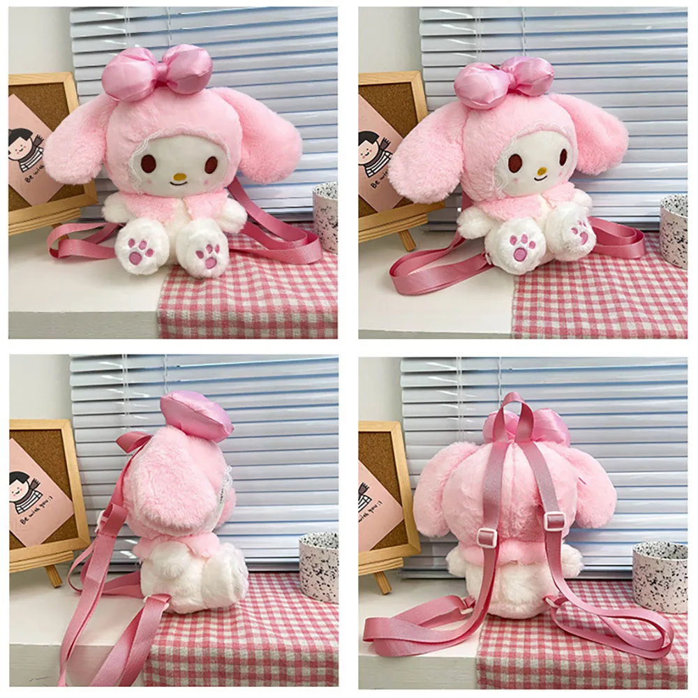 Kawaii Sanrio My Melody Plush Backpack Stuffed Animals Dolls Toys Plushie Bag Anime Cartoon Shoulder Backpacks 3 - My Melody Plush
