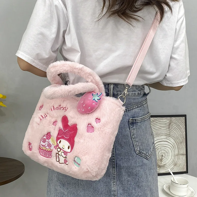 Kawaii Sanrio Plush Bag Cinnamoroll My Melody Plush Crossbody Bag Kuromi Handbags Shoulder Bags Hello Kitty - My Melody Plush