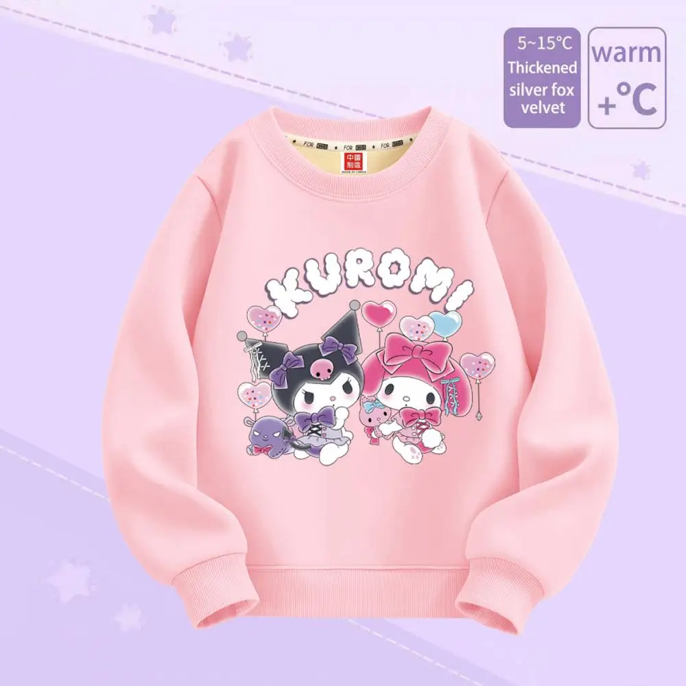 Miniso Kawaii Anime Kuromi My Melody Girl Sweatshirt 2023 Winter Silver Fox Velvet Sweater Fashion Children 3 - My Melody Plush