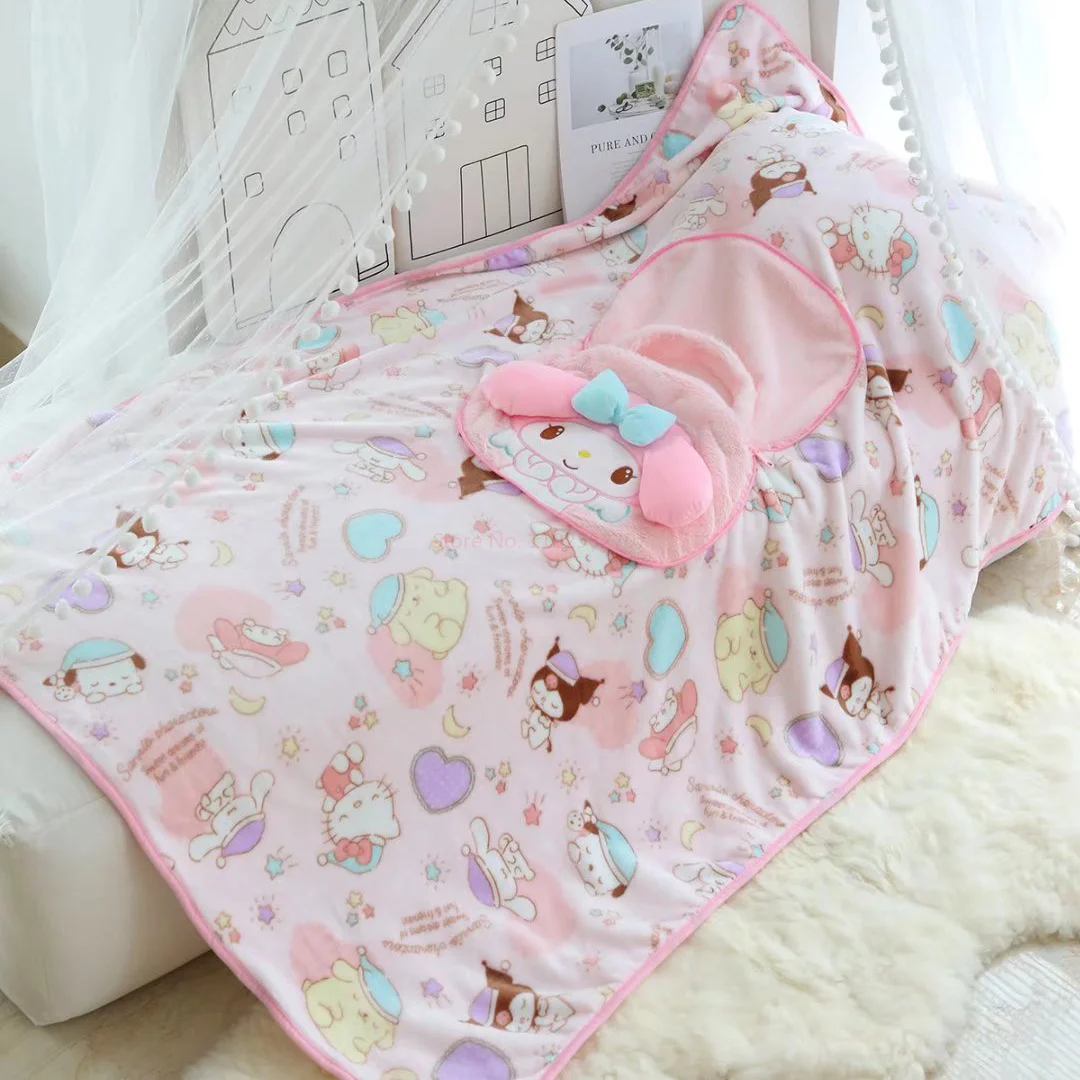 New Sanrio Kawall Cinnamoroll Cartoon My Melody Home Small Blanket Handbag Anime Figure Portable Office Pillow - My Melody Plush