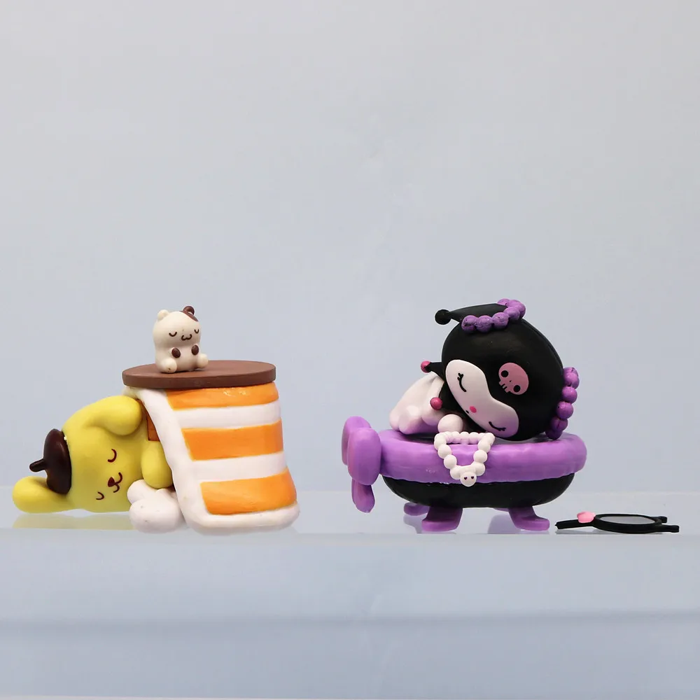 Sanrio 7Cm My Melody Figure Sleep Doll Anime Kawaii Cinnamoroll Kuromi Hello Kitty Cat Action Collection 4 - My Melody Plush