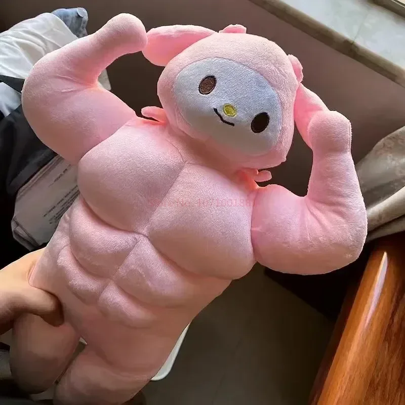 Sanrio Kawaii Hello Kitty Muscle Plush Funny Chest Muscle Abdominal Boyfriend Pillow Pom Pom Purin Doll - My Melody Plush