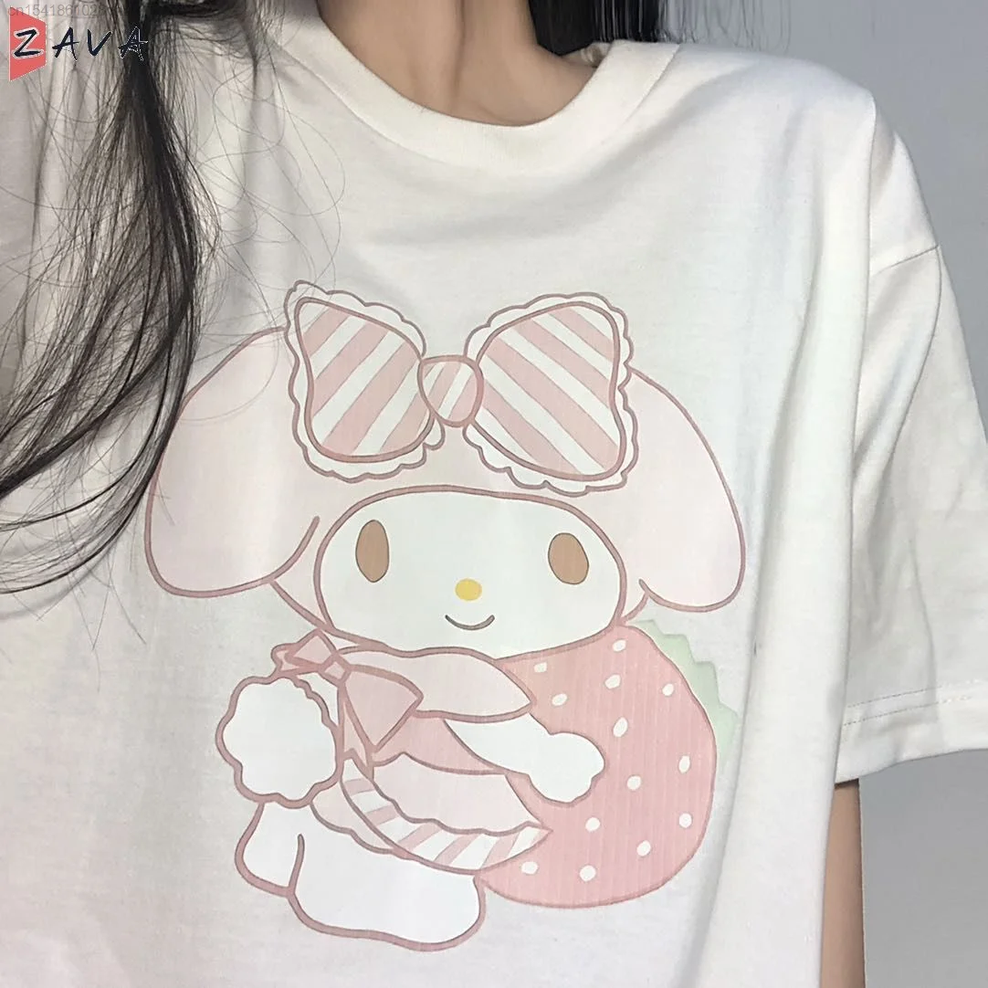 Sanrio My Melody Print Cute Kawaii T shirt Top Loose Cotton T Shirt Women Tees Y2k - My Melody Plush