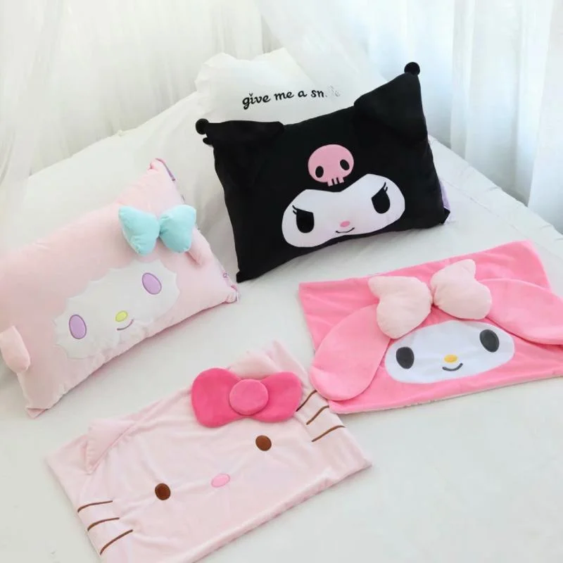 Sanrioed Anime Kawaii My Melody Cinnamoroll Kuromi Kt Cat Pillowcase Cartoon Cute Soft Plushie Detachable Pillow 2 - My Melody Plush
