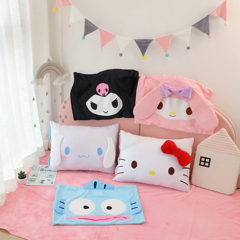 Sanrioed Anime Kawaii My Melody Cinnamoroll Kuromi Kt Cat Pillowcase Cartoon Cute Soft Plushie Detachable Pillow 3 - My Melody Plush