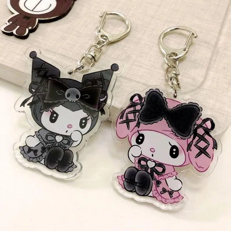 Sanrioed Cute Kawaii Cartoon 10cm Kuromi My Melody Dark Wind Acrylic Bag Pendant Couple Keychain Acrylic 2 - My Melody Plush