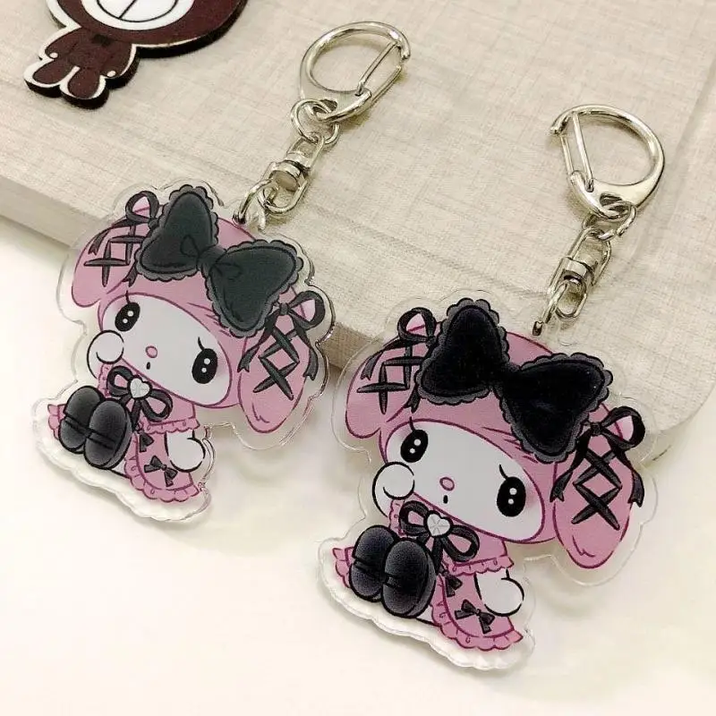 Sanrioed Cute Kawaii Cartoon 10cm Kuromi My Melody Dark Wind Acrylic Bag Pendant Couple Keychain Acrylic - My Melody Plush